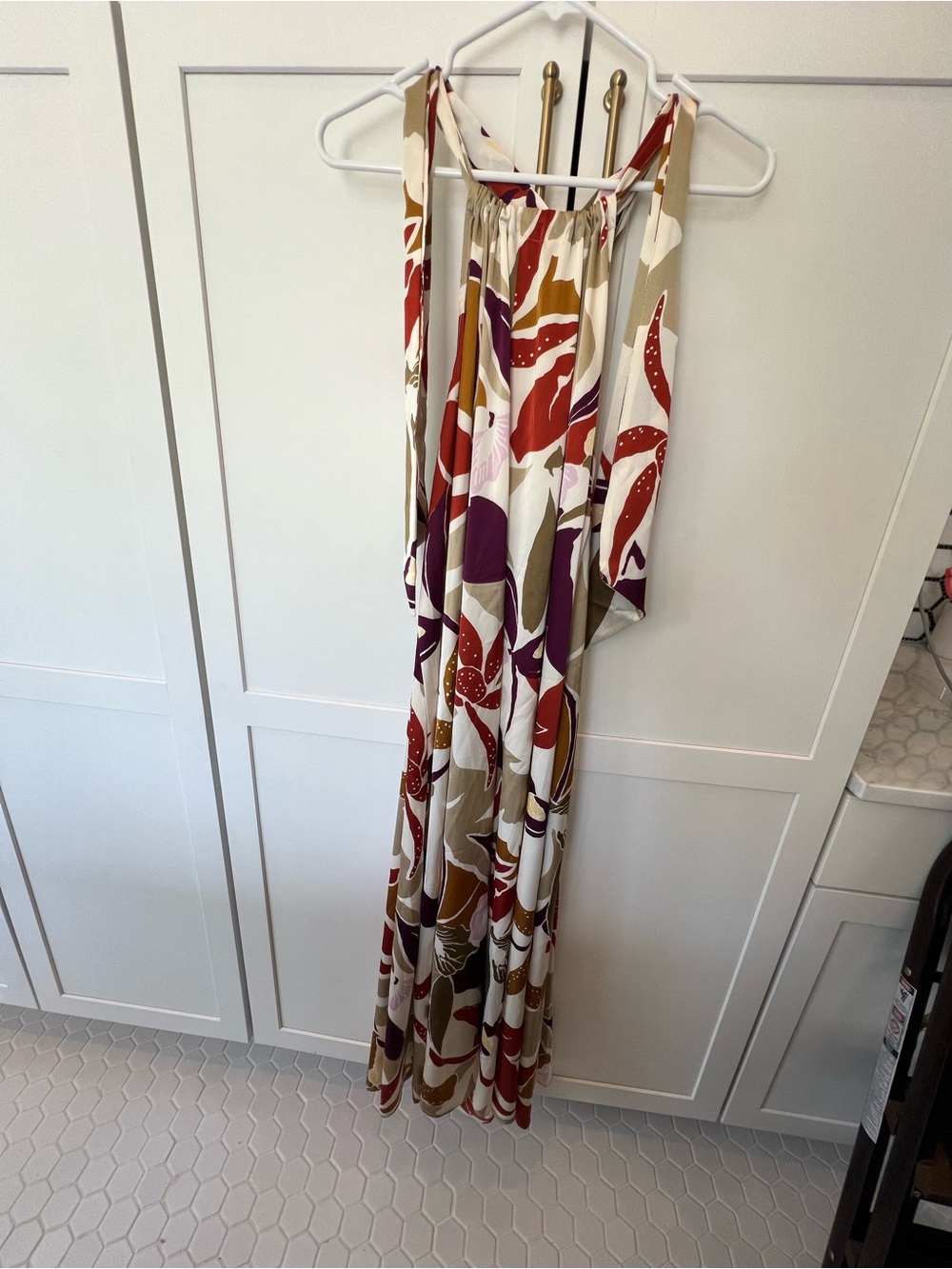 Banana Republic Factory Halter Maxi Dress in Cream, Rust, Burgundy, Olive